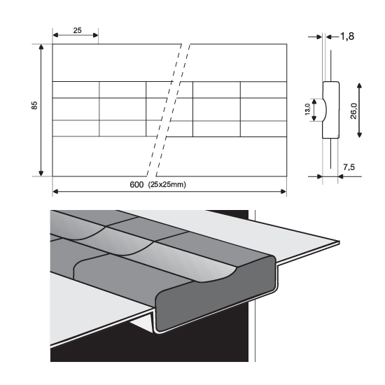 Керамическая подкладка OK Backing Concave 13 (Овальная L=600 мм, Кан=13 мм) ESAB (упак. 60 шт.)